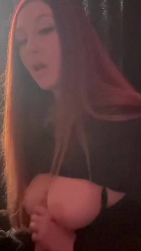 Smoking a Cigarette Big Boobs Dildo Play