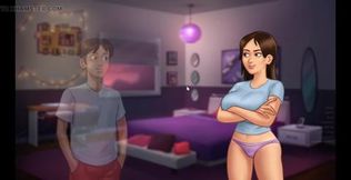 Naughty stepsister gets her big tits filled with cum in animated bathroom romp