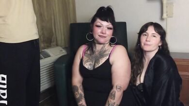 Juicy ass swallowed by queer orgy with big dick inked gods