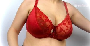 Bouncing boobs in bra.