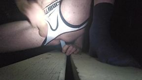 Dutch twink takes bottle up ass outdoors!