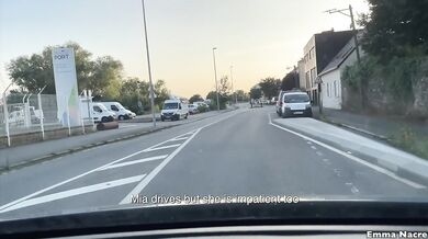 My girlfriend and I get fucked in the car by three men