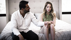 Cunning mature stud manipulates and rails his petite teen GF hard