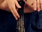 Puppy sweats and screams when cumming from a fuck with dildo Mr Hankey Centaur L