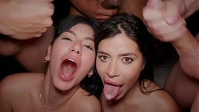Gangbang with two slutty milfs Yenifer Chacon and Sara Retali