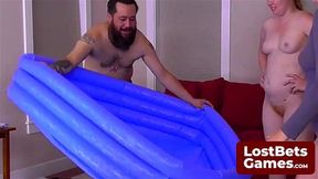 The Strip High Card loser, covered in vibrant, psychedelic glue