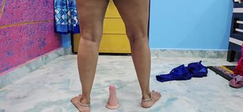 Today Bhabhi Masturbated by Inserting a Dildo in Her Pussy in Front of Her Husband.