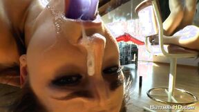 Sexy Girl mouth t****red deep in her throat with toys