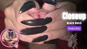 Black nails seduction...extreme closeup POV!! Peehole fuck and a some painful tapping!