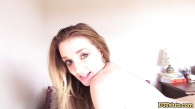 Athletic Petite Blonde Takes a Big Cock in Her Mouth and Her Pussy