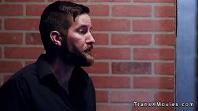 Dude gets blowjob fron shemale