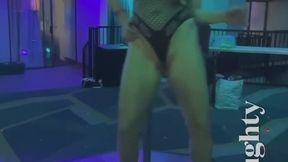 Dancing at the pole late at night at the Swingers Party