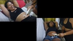 Full video: Tickling the navel and abdomen: Irama and Dani