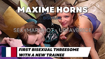 Maxime horns first bareback bisexual threesome with a trainee & sexymarghot