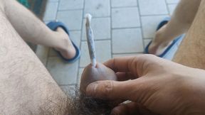 Cigarette as a penis plug (avi)