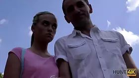Hunt4k. outstanding blond dollface gives mouth, snatch, and asshole