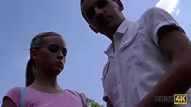 Hunt4k. outstanding blond dollface gives mouth, snatch, and asshole