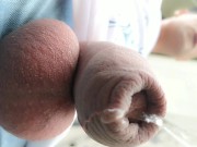 Piss with slightly pulled foreskin under the bridge POV