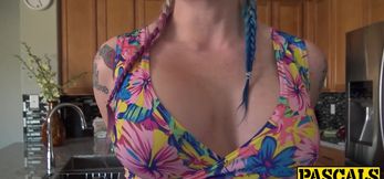 Leyla Falcon gets her booty screwed by a stick and veg