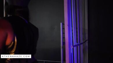 Black cop ravages jail slut with strap-on until she gags on spit