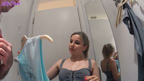 Fitting Room Sex with Clothing Store Consultant Ends Cum Swallow