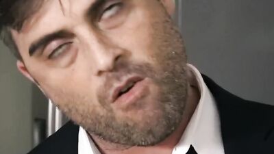 Sexy twink sucks a stud in a suit off before being banged