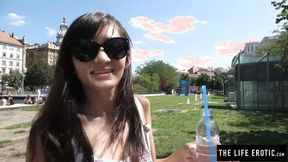 ”Tiny babe almost caught masturbating in public on a ferris wheel”