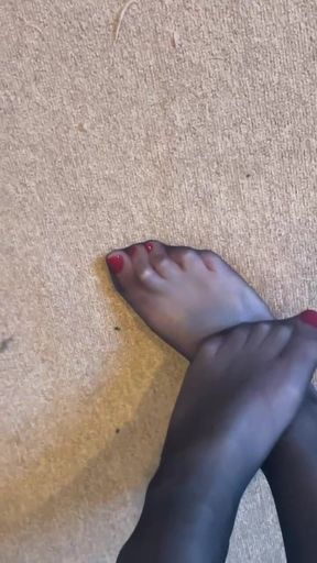 Loving My New Slutty Red Nail Polish on My Toes
