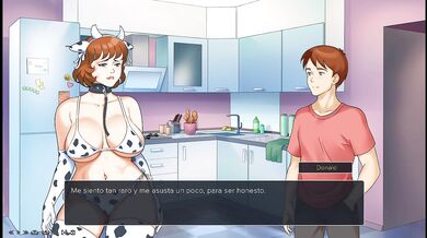 CHUPANDOLE LOS SENOS A UNA MADRASTRA CON COSPLAY HASTA SACARLE LA LECHE - milf plaza