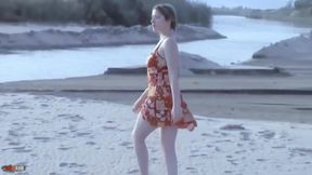 Tigra: Sensational Striptease of Pretty Blonde Tigra Undressing by the Sea and Ends Totally Naked