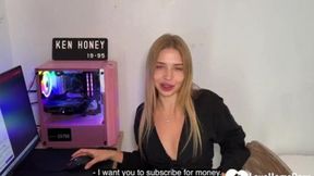 Blonde Russian teen amateur POV deep throats big cock