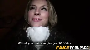 Busty blonde chick Victoria gets pussy owned for money