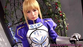 Japanese Cosplay Girl Dressed as  Saber From Fate/stay night Fucked And Gets Creampie