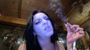leather pants & fat cigar anal tease – smoking, pussy show & deep masturbation