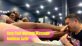 Cozy Foot Worship Massage | Goddess Satin Group Female Domination Humiliation Feet Fetish
