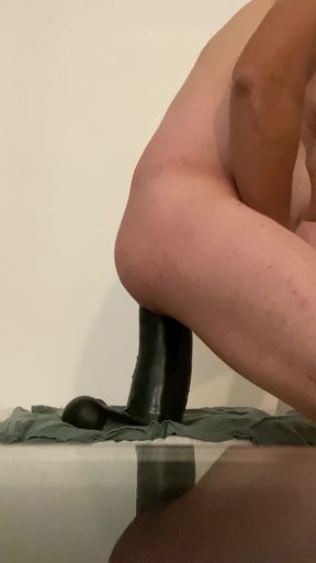 Giant dildo insertion in my big asshole