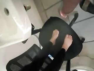 Bored at Work With Co Worker (In Washroom)