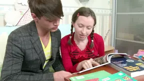 Teen Russian girl with pigtails gets anal banged