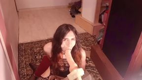 DiiVampy sucking dildo and masturbate
