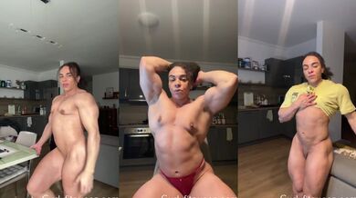 Flexing ebony milf crushes every man’s will no hands needed