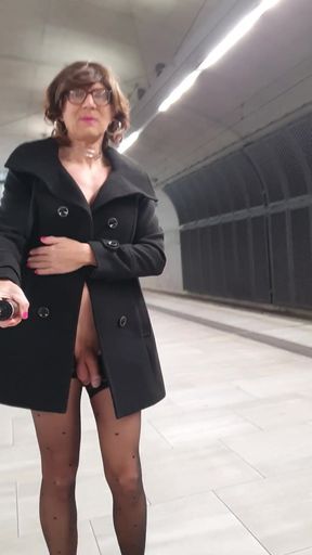 Naked in the subway station   Clip 1