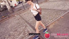 Naughty! Petite coed Lou Nesbit banged! (english)