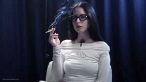 Smoking Seduction - Intriguing Lady in White. 2 Reds in a Row