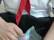 Crossdresser Wearing Sailor dress and her fetish, then Jerking off 02 偽娘 女子セーラー服