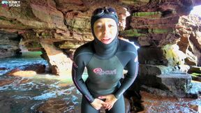 Wetsuit Cave Encounter: Secret Fun with Mysterious Stranger