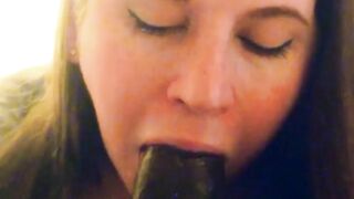 slurping on big black cock slow motion