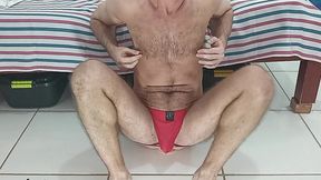in red underwear riding my dildos