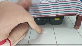 in red underwear riding my dildos