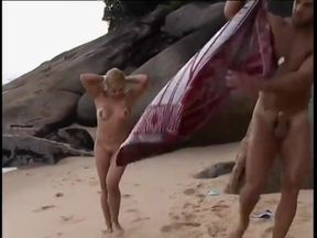Hot Spanish blonde gets her ass drilled on the beach and takes a facial