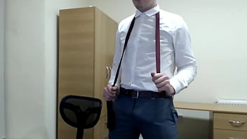 Twink Boss Precum Shoe Play and Suit Strip